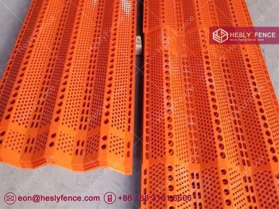 China Perforated Wind and Dust Control Fence Sheet | Corrugated Wind Fence | Orange Color | 900mm width | 3m length-HeslyFence for sale