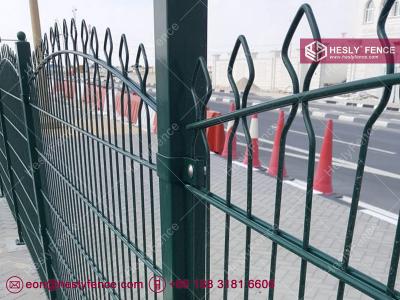 China 868 Decorative Double Wire Mesh Fencing, 1.8m high, 65X200mm aperture, Ball Top Post for sale