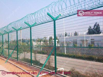 China Wire Mesh Fence For Prison Security | 3.5M high | 2.5m width | Top Concertina Razor Coil | HeslyFence Factory for sale