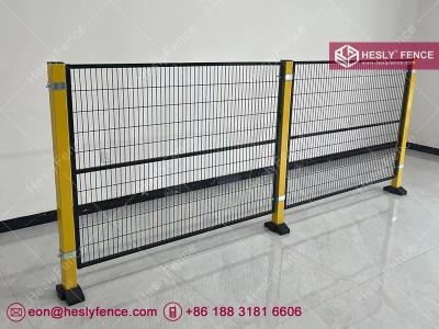 China Warehouse Safety Fencing | Machinery Guards Fence | High 2m X 1.0m | Yellow Post | Black Frame Mesh Panel | HeslyFence for sale