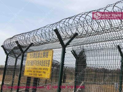 China HESLY Airport Perimeter Fence | Concertina Razor Wire | 3m high | Y-shaped Post | HeslyFence China Factory for sale