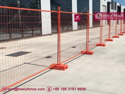 China Orange Powder Coated Temporary Fencing Panels, 2.1m high, 2.4m width, China Metal Fence Factory for sale