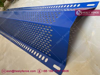 China Single Peak Windbreak Panels | 30% opening ratio | Slot holes | Blue RAL5005 | Dust Control Barrier - HeslyFence for sale