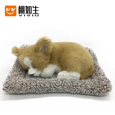 China Hot Selling Simulation Dog Vivid Animals Christmas Decoration Supplies Dog Pet Products Car Decoration Accessories Interior Sleeping Breathing Dog for sale