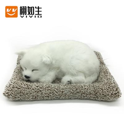 China 2022 Petzzz Mini Baby White Puppy Vivid Perfect Sleep Pet Dog Breathing Dog For Car Accessories Stuffing for sale