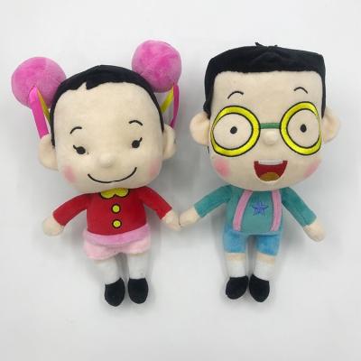 China Promotion Manufacturing Cardboard Character Mascot School Girl Boy Stuffed Doll Plush Soft Toy for sale