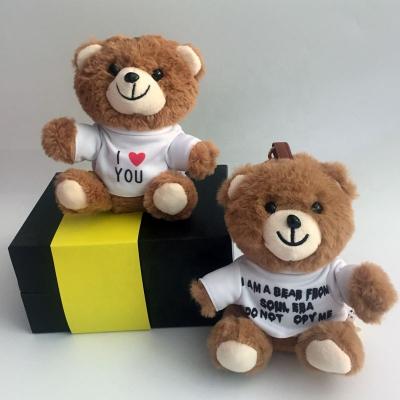 China Promotion Signature 10cm Sublimation Plush Toy Miniature White Mini T-shirts Back Teddy for sale