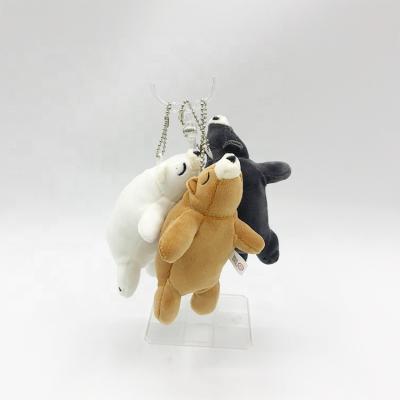 China Black Brown White Small Mini Plush Stuffed Plush White Bear Stuffed Key Chain for sale