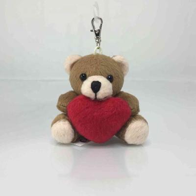 China Red Plush Toy Promotion Kids Heart Mascot Teddy Bear Key Holder Animal Keychain for sale