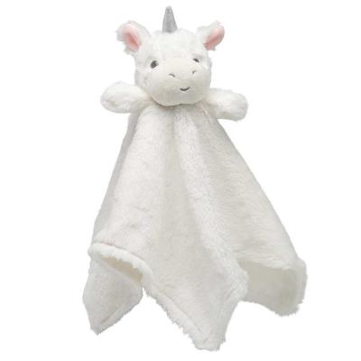 China PORTABLE Personalized Soft Polyester Microfiber Unicorn Baby Security Blanket With Animal Head for sale