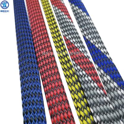 China High Quality Polyester Multicolor PET Braided Expanding Sleeve For Wire Harness Wire Covering Insulation Sleeve Cable Management for sale