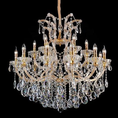 China Luxury Elegant Modern Glass Pendant Light For Hotel Villa Glass Crystal Chandelier for sale