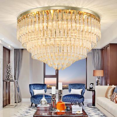 China Modern Luxury Warm Romantic Bedroom LED Ceiling Light Outdoor Round Gold Crystal Lamp for sale