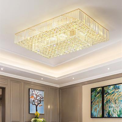 China 2022 new modern square modern villa hotel lobby LED crystal ceiling light fixtures for sale