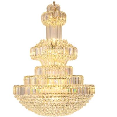 China Luxurious Luxury Hotel Chandeliers Wedding Pendant Lamp Tall Stage Decoration Led Crystal Chandelier Lights for sale