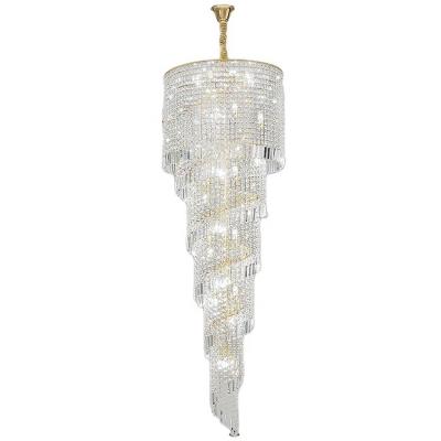 China Indoor Custom Long Crystal Chandelier Light Luxury Style Decoration Hotel Lobby Villa Staircase Lamp for sale