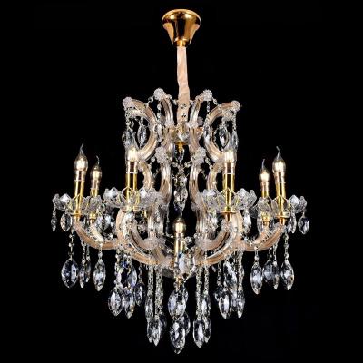 China Luxury Home Living Room Hotel Chandelier Gold Glass Iron Pendant Light for sale