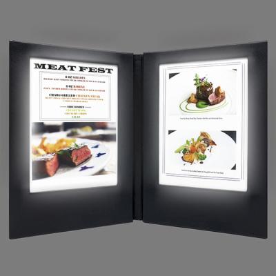 China High Quality Refillable Custom Logo Restaurant Light Illuminated Menu Led Menu for sale