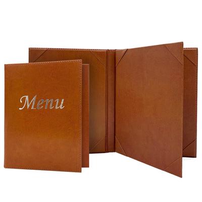 China Easy To Update Your Retail Content Restaurant Covers Board Design PU Leather Menu Folder Clip for sale