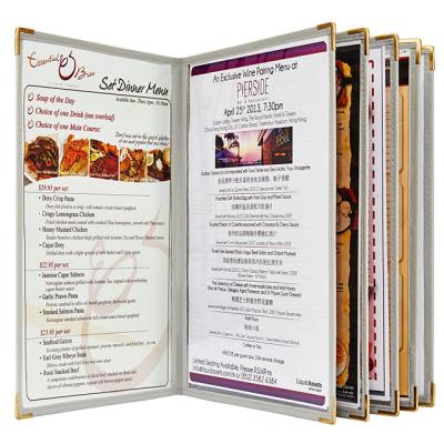 China Easy to update your content retail new style PVC A4 A5 restaurant menu transparent plastic leather holder for sale