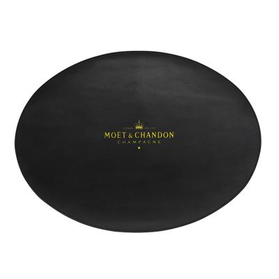 China Sustainable Restaurant Black Double Layer Oval Leather Place Mat for sale