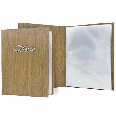 China Easy To Update Your Size Satisfied Size Faux Leather Wholesale A4 Retail Grain Menu Cover for sale