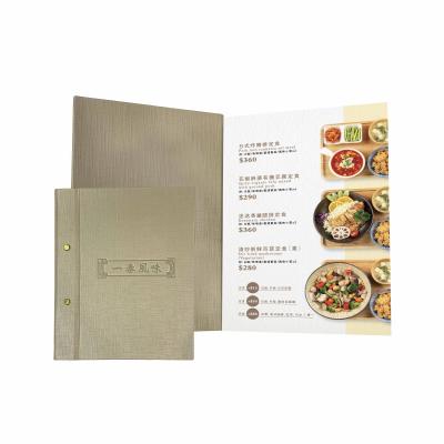 China Easy to update your hotel content fabric restaurant retail screw restaurant menu cover outdoor wine list for sale