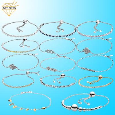 China Wholesale CLASSIC 925 Sterling Silver Adjustable Slider Chain Charm Bracelet Accessories Bracelet Chain For DIY Jewelry Making for sale