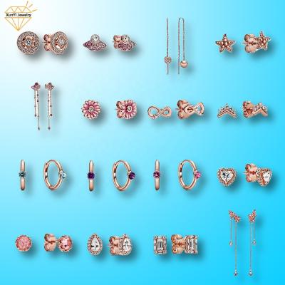 China 2020 New CLASSIC Wholesale Nickel Free 925 Sterling Silver Style Stud Earrings For Jewelry Making Rose Gold for sale