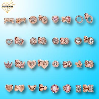 China 2021 Fast Delivery Fashion Rose Gold Rings High Quality 925 Sterling Silver Stud Earrings for sale