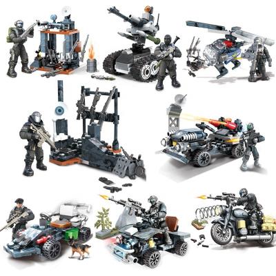 China XJ826# special building toy forces 8 full-joint dolls/tank aircraft motorcycle building blocks/boy brick toys (PA00438) for sale