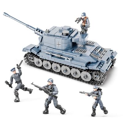 China German XJ809D Tiger Heavy Tank Boy Building Toy Blocks Toys Crawler Tank Intellectual DIY Toy Building Blocks (PA00438) Model for sale