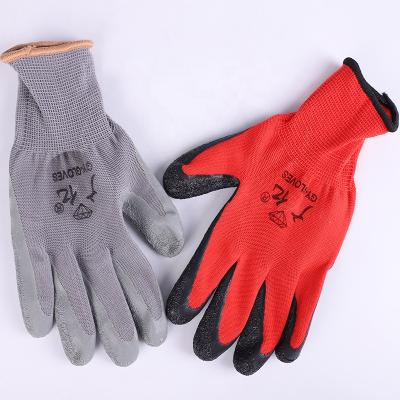 China Free Sample Hand Grip Wear Resistant Nylon Gloves Knitted Latex Coated Wrinkle Work Gloves for sale