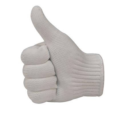 China Cheap Price Wear Resistant 100% Polyester Knitted Gloves Raw White Thicken Nylon Knit Work Safety Gloves for sale