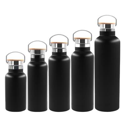 China Sustainable Standard Mouth Insulated Water Bottle With Bamboo Lid for sale