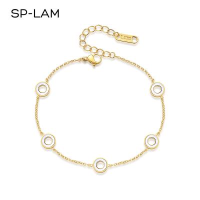 China SP-LAM FASHION Sensitive Charm Woman Fashion Girl Stainless Steel Bridal Shell Link Stretching Bracelet for sale