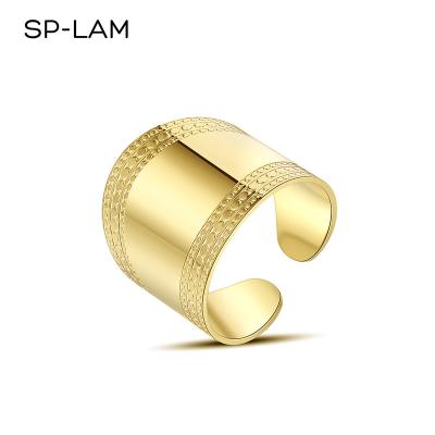 China Vintage SP-LAM Woman Lady Wedding Engagement Luxury Long Empty Band Female 18K Gold Design Jewelry Ring for sale