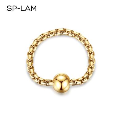 China Simple Fashion Korean Cute Handmade Simple Korean Cute Metal Band Chain Girl Woman Girl Gold Ball Gold Jewelry SP-LAM Beaded Ring for sale