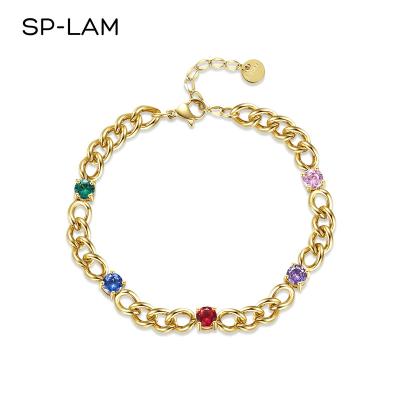 China SP-LAM CLASSIC Colorful Woman Charm Adjustable Bracelet Luxury Designer Stainless Steel Jewelry Tennis Accessory for sale