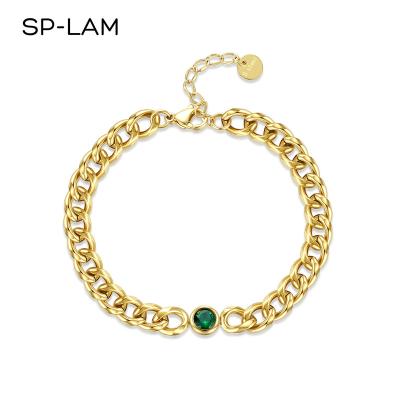 China CLASSIC luxury fashionable green colorful tennis bracelet accessory woman zircon Zircon SP-LAM stainless steel for sale