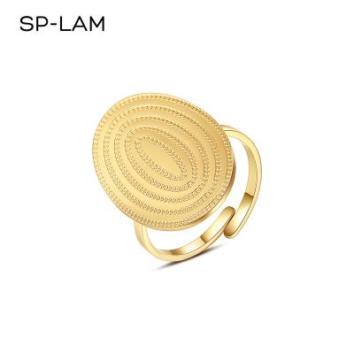 China Gold CLASSIC Oval Adjustable Fancy High Quality Geometric Fashion Woman Girl Woman Girl Big SP-LAM Style Ring for sale