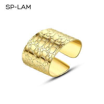 China SP-LAM Fashion Design Fancy CLASSIC Band Charm 2021 Gold Hot Sale Authentic Wide Face Stylish Wide Ring for sale