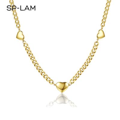 China SP-LAM Stainless Steel Woman Long Couples Love Heart Tennis Necklace CLASSIC Shaped Custom Thick Necklace Luxury Jewelry for sale