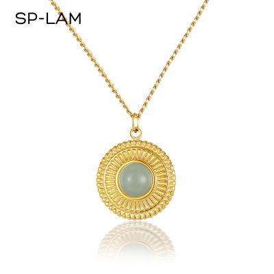 China Gold CLASSIC Charm SP-LAM Woman Jewelry Stainless Steel Elegant Stone Charm Crystal Pendant Necklace for sale