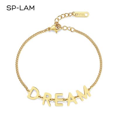 China SP-LAM Lady Charm Jewelry Letter Chain Fashion Woman Bracelet Designer ADJUSTABLE Gold Plated String Bracelet for sale