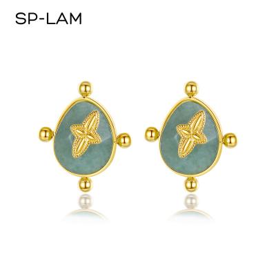 China 2022 Luxury Wedding Girl BOHEMIA SP-LAM Fancy Earring Party Cute Trendy Statement Green Big Earings Luxury Gemstone For Woman for sale