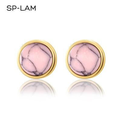 China SP-LAM Turquoise Stud Earing Girl Korean 2021 CLASSIC Fashionable Simple Minimalist Simple Round Earring for sale