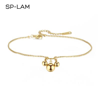 China SP-LAM FASHIONABLE Beaded Gold Plated Chain Stainless Steel Anklet Woman Foot Jewelry Designer 2021 for sale