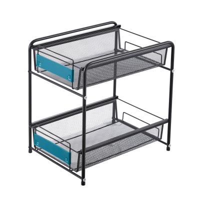 China Multifunctional Double-Layer Pull-Out Pull-Out Drawer Basket Storage Basket for sale