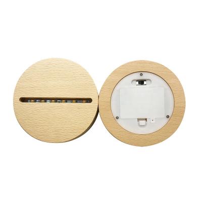 China Insert Factory Selling Round Wooden LED Base With Battery Case for sale